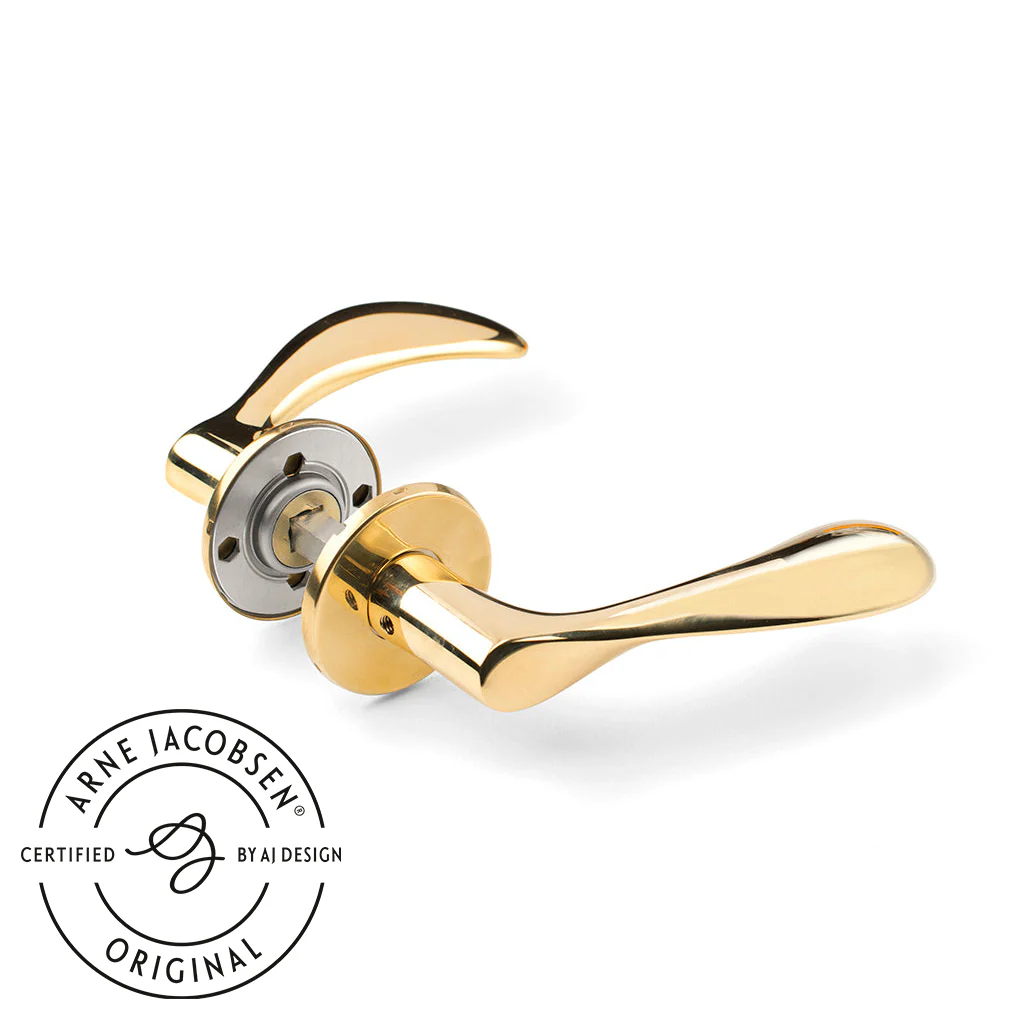 Arne Jacobsen dörrhandtag - AJ97 dörrgrepp i blank mässing, liten modell med snap-on cover • d line - Bild 2