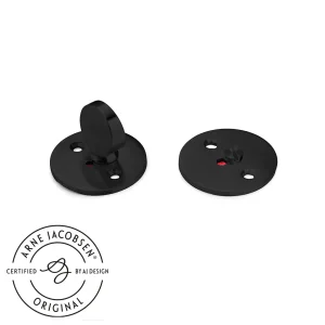 Arne Jacobsen toalettsits, matt svart (RAL 9005) med röd/vit markering • d line