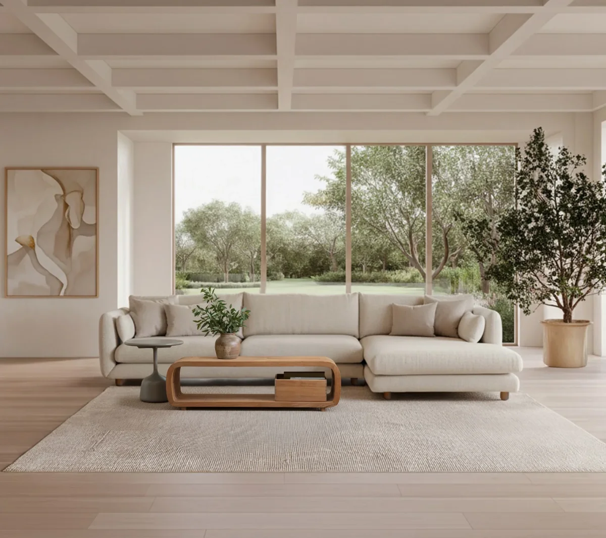 Bloom 3-sitssoffa med schäslong vänster och teakben - Bild 3