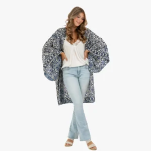 Kaftan Venice, Royal blue/Ivory Gold