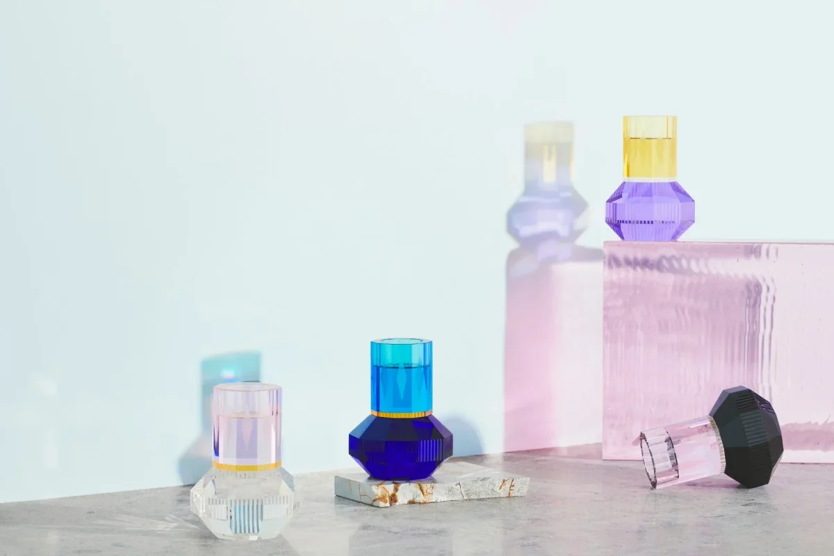 Chicago T-Light värmeljusstake, rosa/klar/svart • Reflections Copenhagen - Bild 6