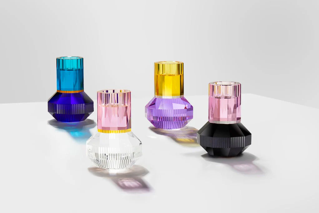 Chicago T-Light värmeljusstake, rosa/klar/svart • Reflections Copenhagen - Bild 3