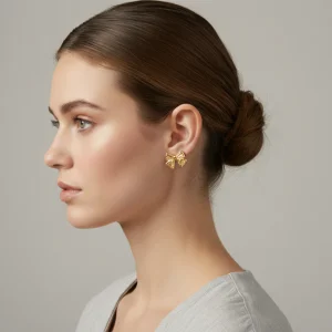 Örhängen Bow Charm, Guld