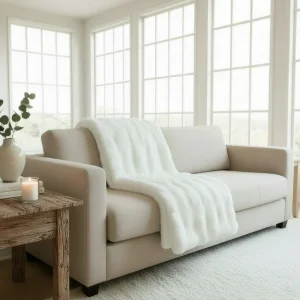 Pläd Nordic Fur, Vit