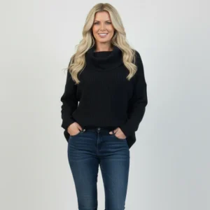 Stickad polotröja Cleo, Svart